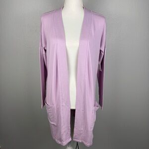 Amazon Essentials Womens XS Lavender Drop Shoulder Open Front Cardigan Long Soft